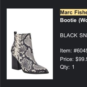 Marc Fisher Black and White Snakeskin Ankle Boots